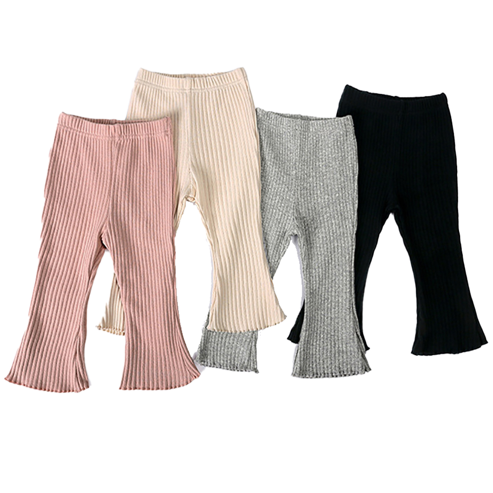 QUDDERR 3M-3Y Girls Flare Pants with Wood Ear Trim for Toddler Infant Stretchy Flare Leggings Baby Elastic Waist Spring Fall Casual Trousers for Girls